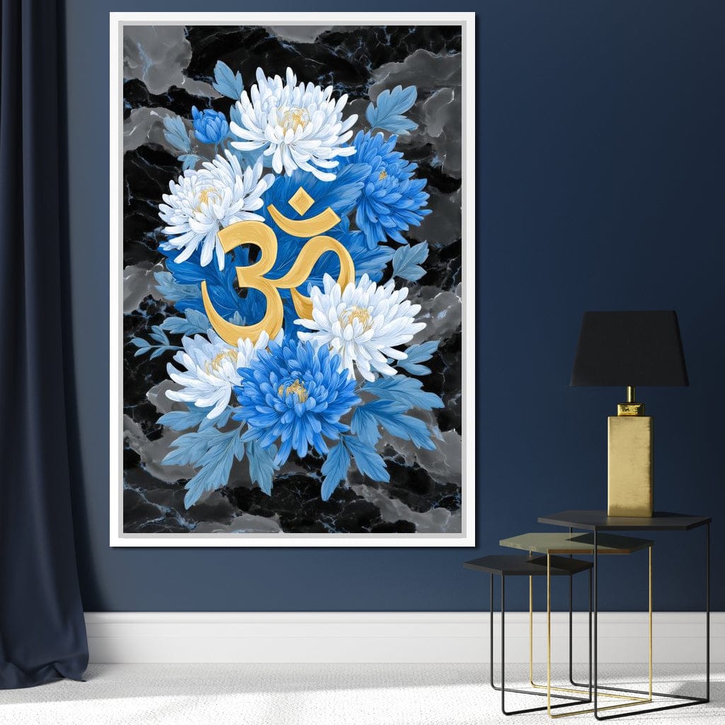 Om Lotus Bloom Floral Gold Canvas Wall Art