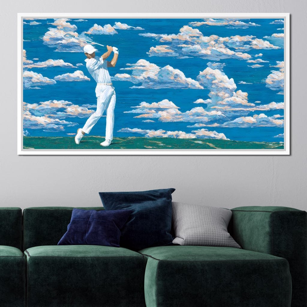 Swinging Through Dream Clouds Canvas Wall Art