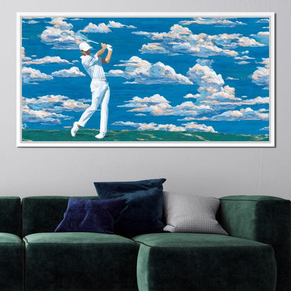 Swinging Through Dream Clouds Canvas Wall Art