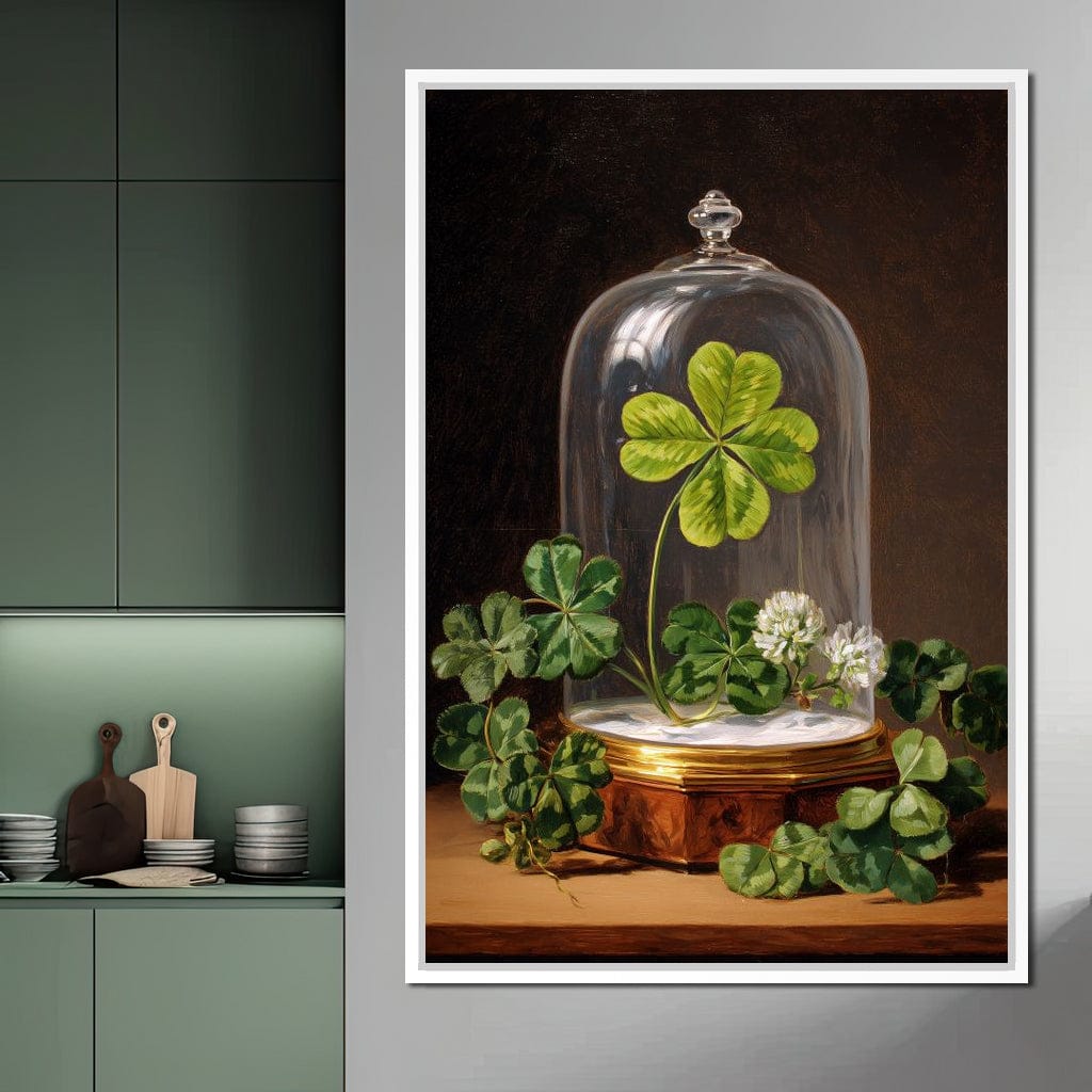 Lucky Clover Glass Dome Canvas Wall Art