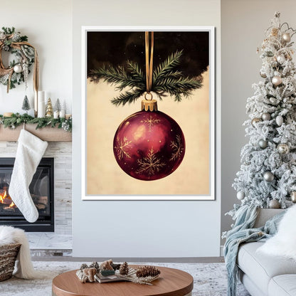Golden Snowflake Ornament Cheer Canvas Wall Art