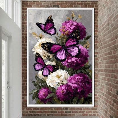 Amethyst Butterflies Bouquet Canvas Wall Art