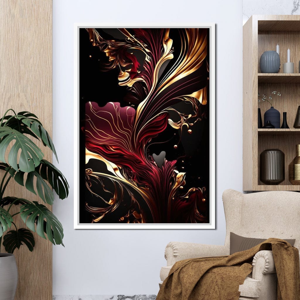 The Marble-Lux Collection: Dark Red & Vibrant Gold 02 Canvas Wall Art