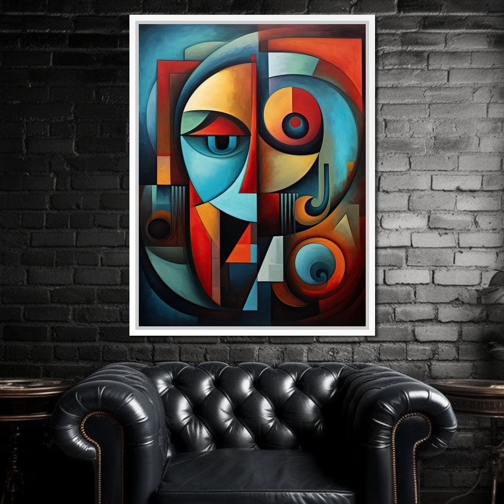Scarlet, Sienna, and Mustard Cubism Canvas Wall Art
