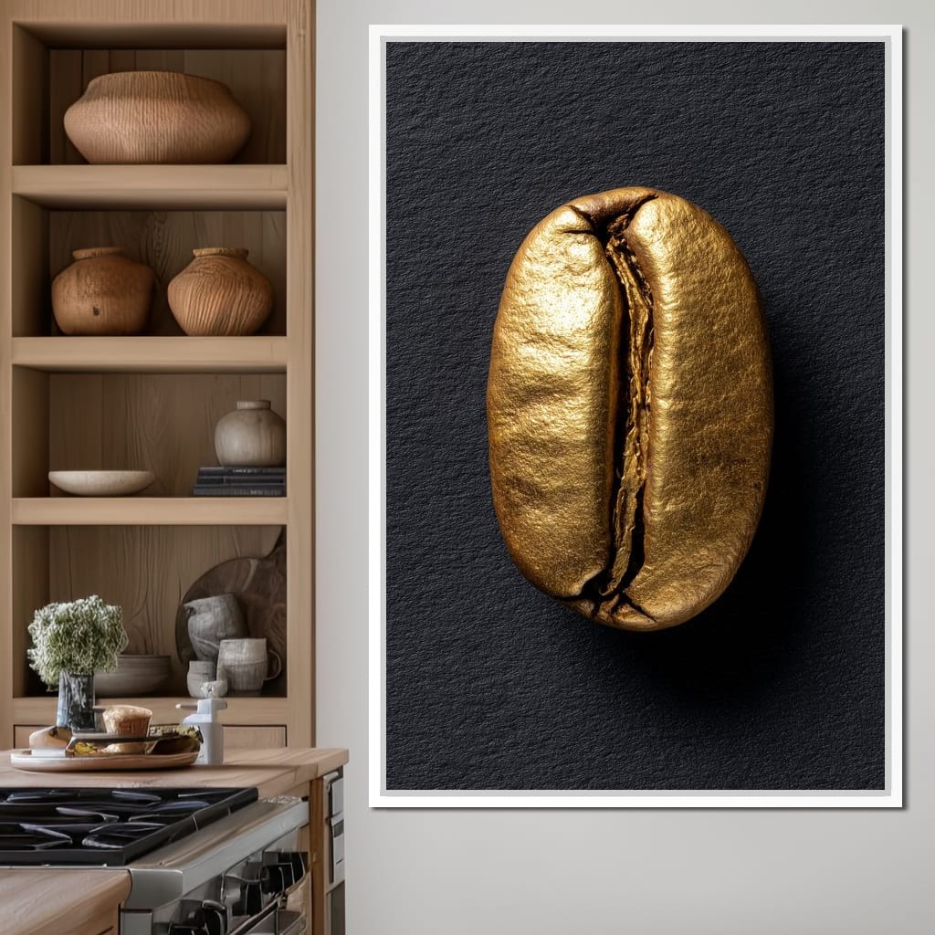 Golden Coffee Bean Minimalism Canvas Wall Art