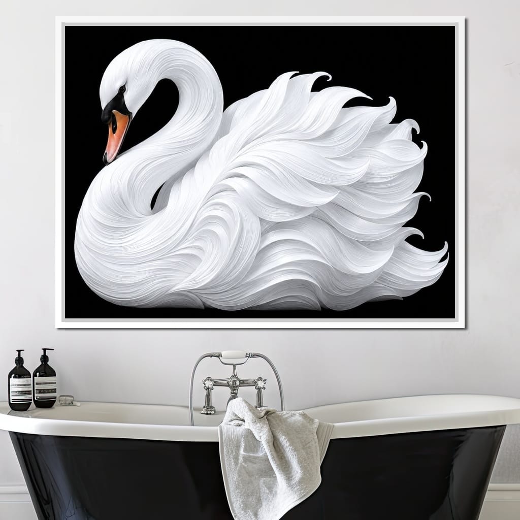 The Alabaster Swan Unfurled Canvas Wall Art