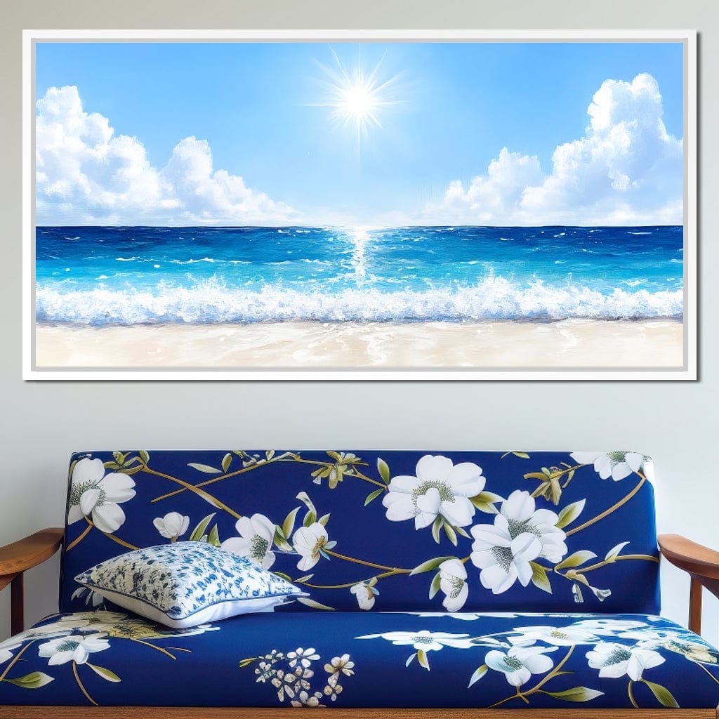 Endless Horizon Sunlit Beach Canvas Wall Art