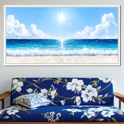 Endless Horizon Sunlit Beach Canvas Wall Art
