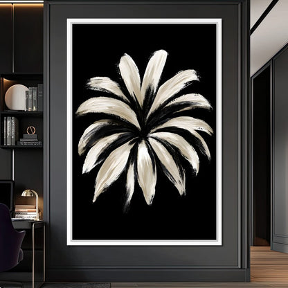 Monochrome Petals Reaching For Night Canvas Wall Art