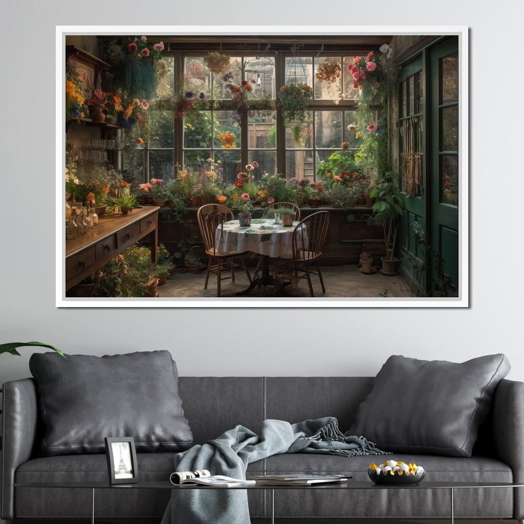 Backyard Floral Kitchen Canvas Wall Art