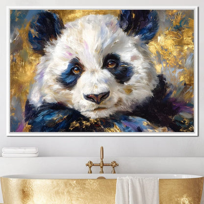 Golden Panda Daydream Portrait Canvas Wall Art
