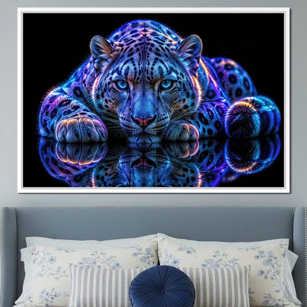 Bioluminescent Snow Leopard Canvas Wall Art