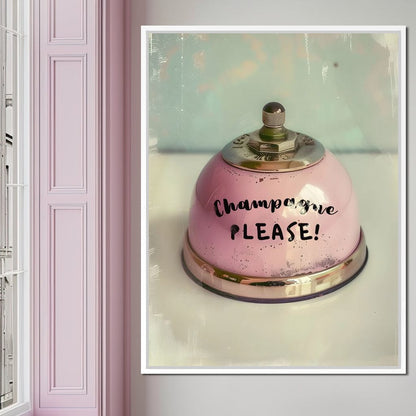 Champagne Please Service Bell Canvas Wall Art