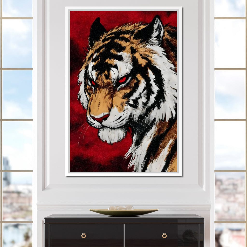 Fierce Tiger Red Eyes Roar Canvas Wall Art