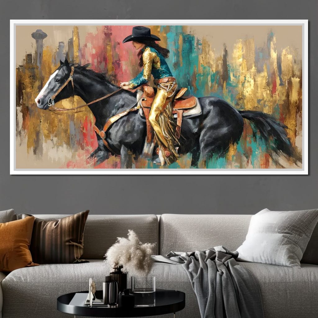 Galloping Western Gold Spirit Canvas Wall Art