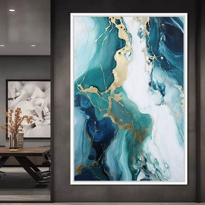 Glossy Marbling Liquid Abstraction Canvas Wall Art