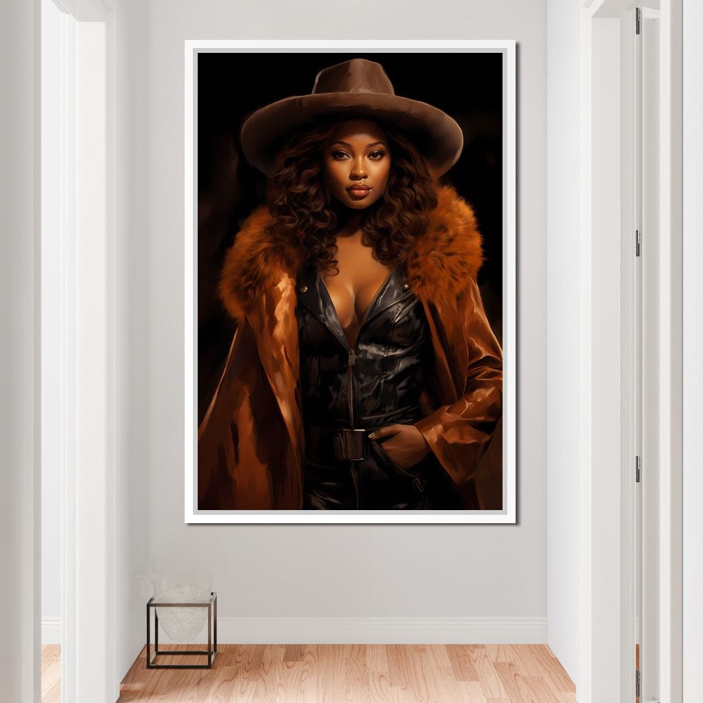 African Woman in Brown Fur Canvas Wall Art