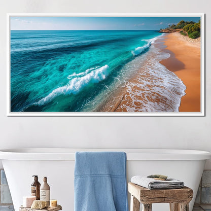 Tropical Coastline Wave Wash Canvas Wall Art
