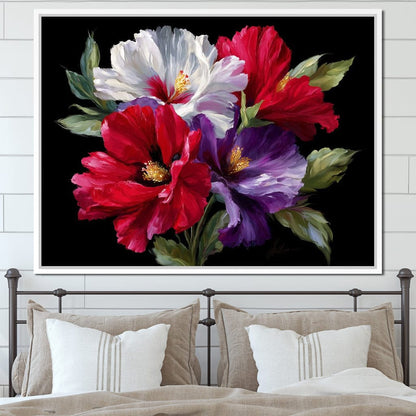 Velvet Peony Trio Bouquet Canvas Wall Art
