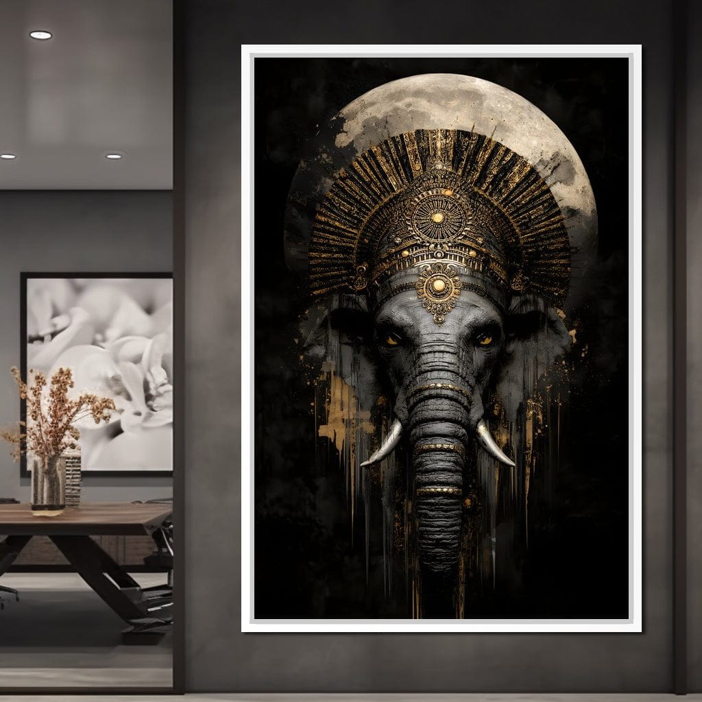 Golden Pharaoh Elephant King Canvas Wall Art