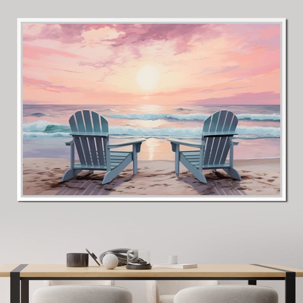 Vacation Beach Chairs Canvas Wall Art