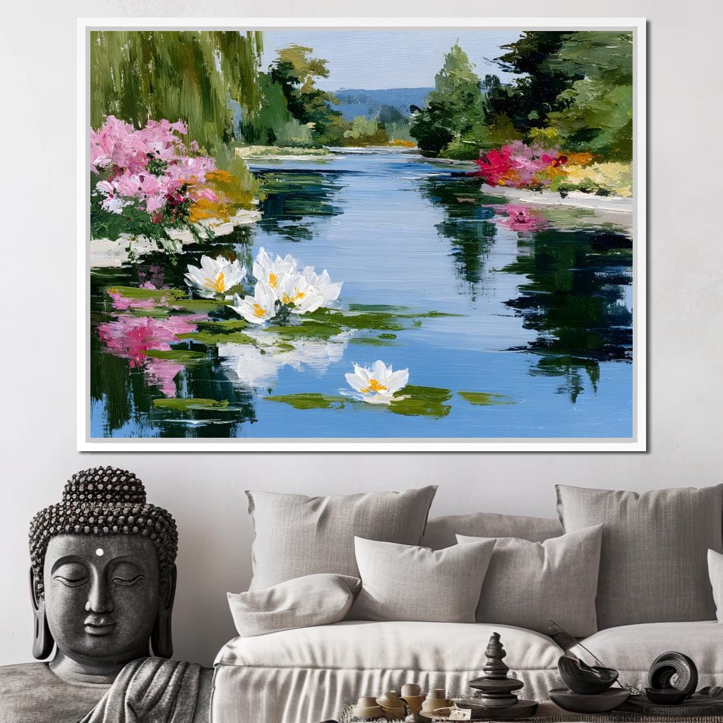 Water Lily Garden Reflection Canvas Wall Art