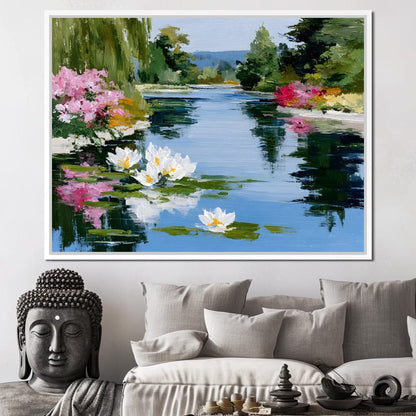 Water Lily Garden Reflection Canvas Wall Art
