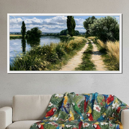 Walking Towards The Summer Riverbank Canvas Wall Art