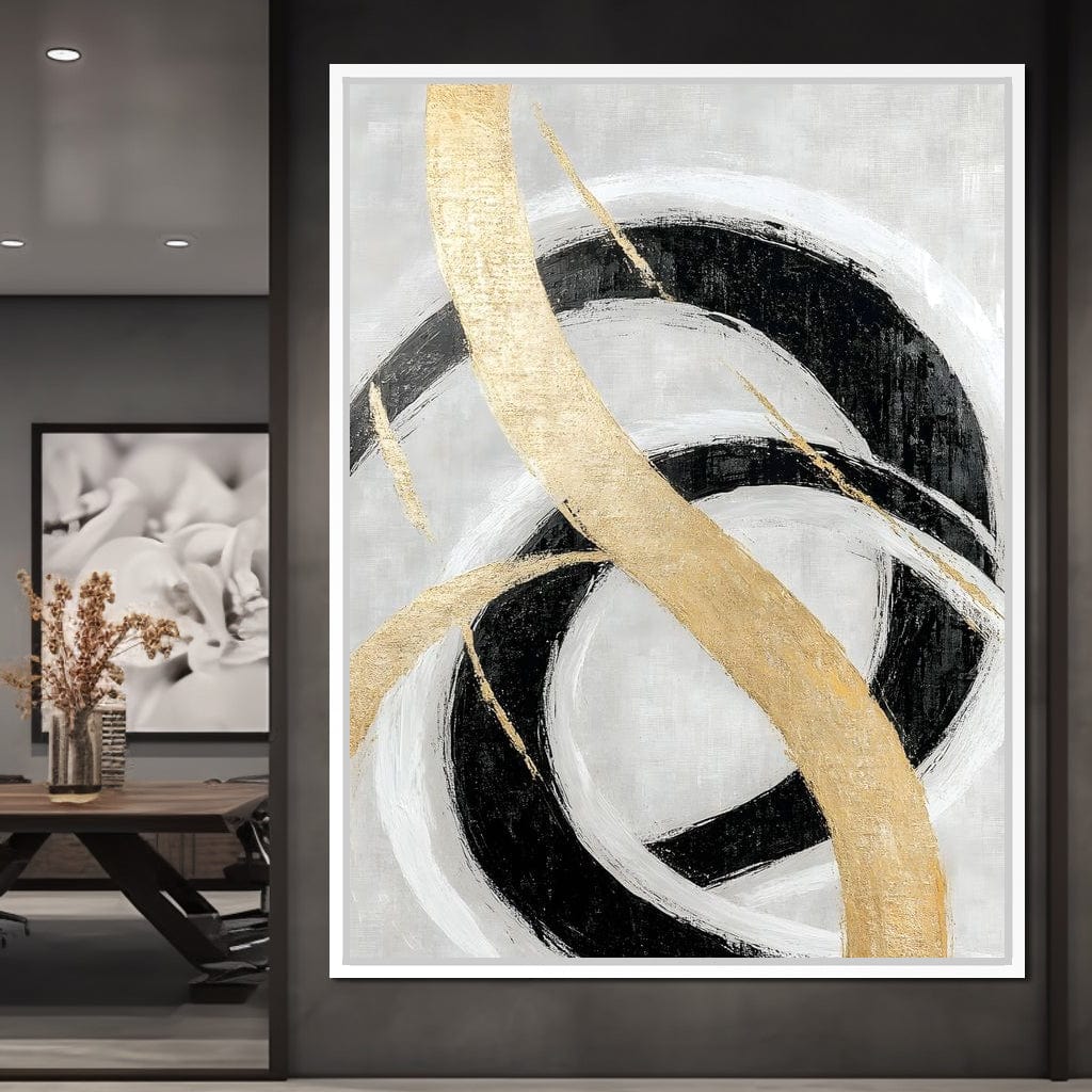 Golden Elegance Spirals Canvas Wall Art