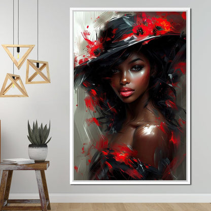 Sable Elegance with Poppy Flair Canvas Wall Art