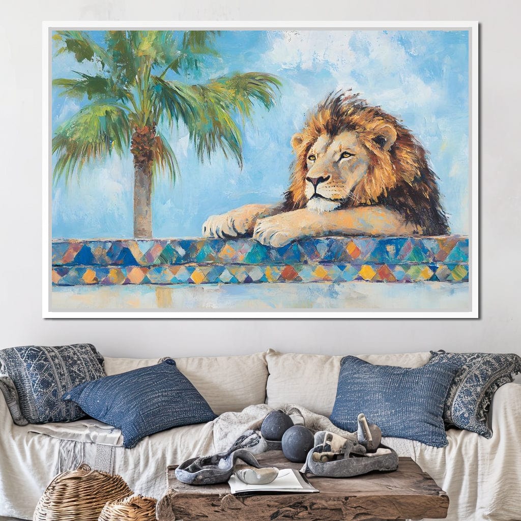 Lion Oasis Tranquility Canvas Wall Art
