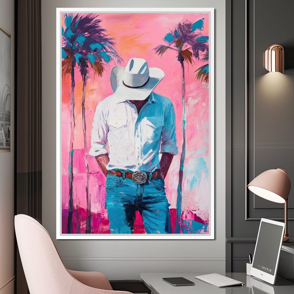 Cowboy Dreams Under Palms Canvas Wall Art