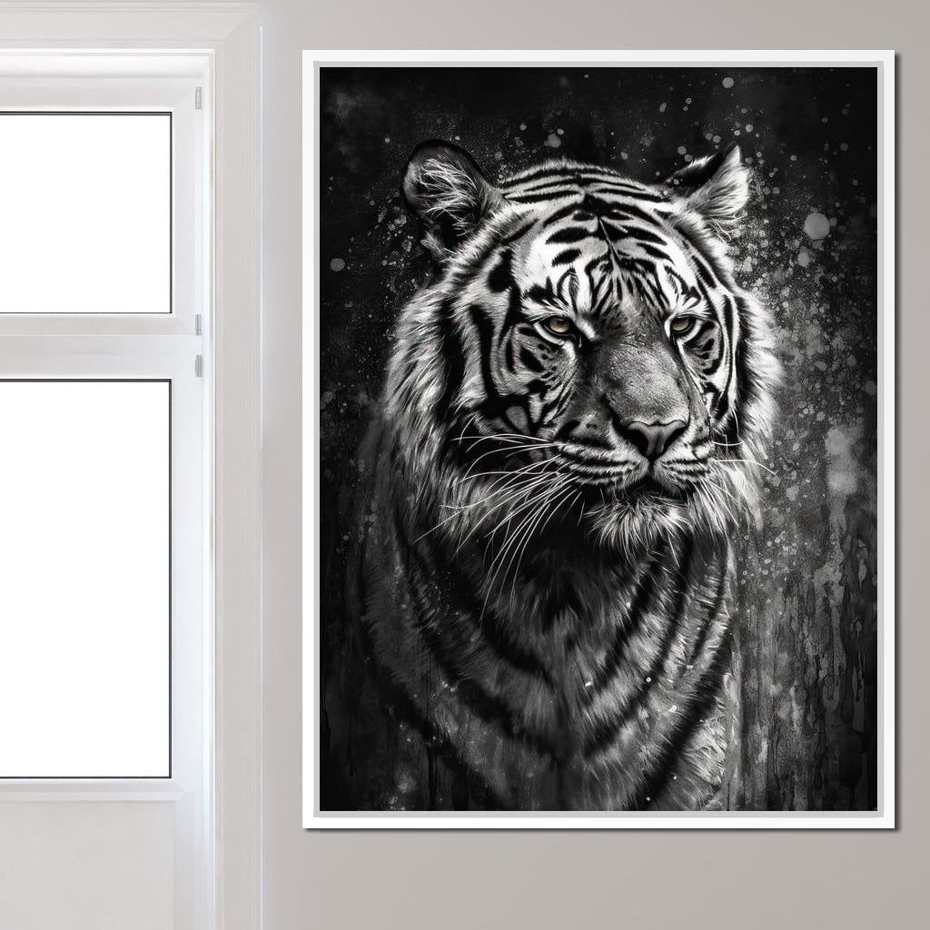 Tiger in Black & White Canvas Wall Art