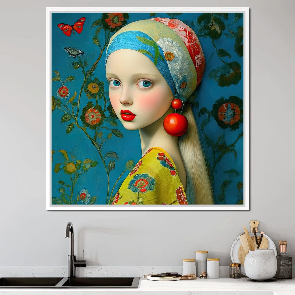 The Girl with the Scarlet Earring Canvas Wall Art