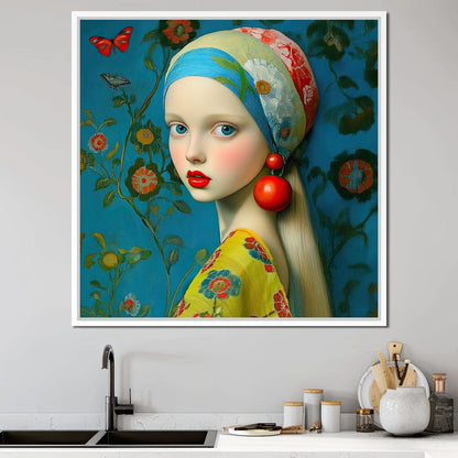 The Girl with the Scarlet Earring Canvas Wall Art
