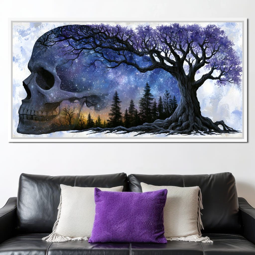 Where Cosmic Night Meets Forest Roots Canvas Wall Art