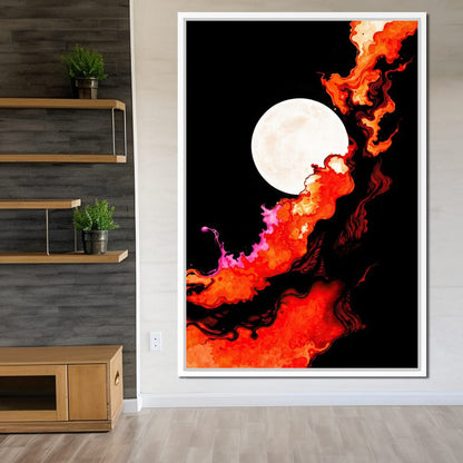 Firestorm Under the Moon Canvas Wall Art