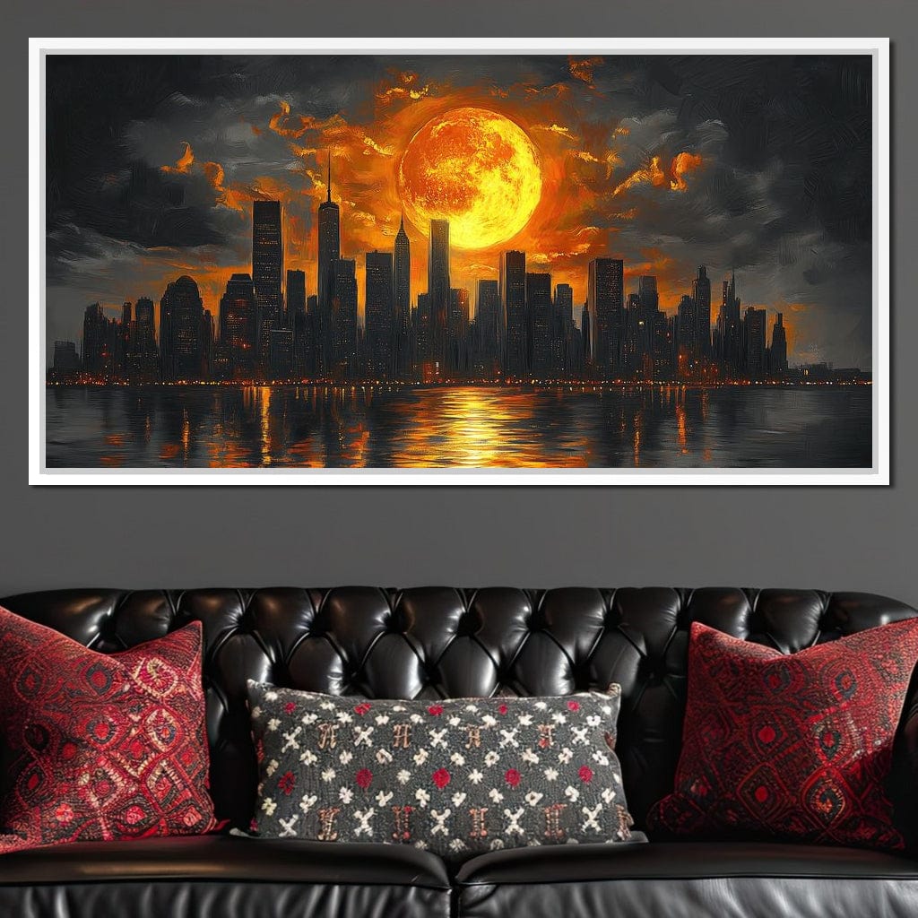 Golden Cityscape Nocturne Canvas Wall Art