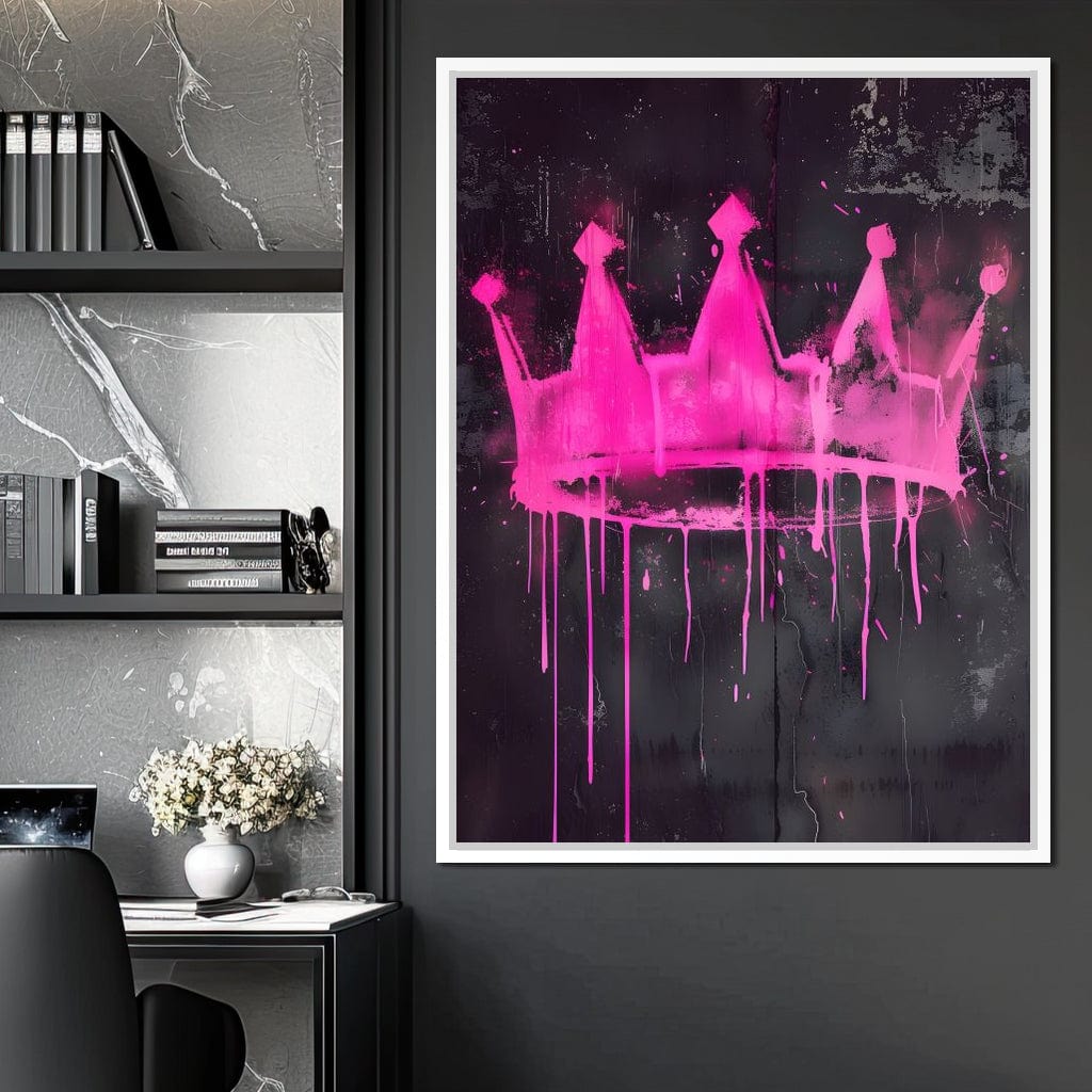 Pink Crown Graffiti Canvas Wall Art