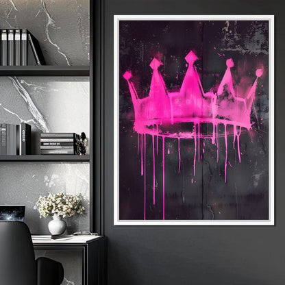 Pink Crown Graffiti Canvas Wall Art