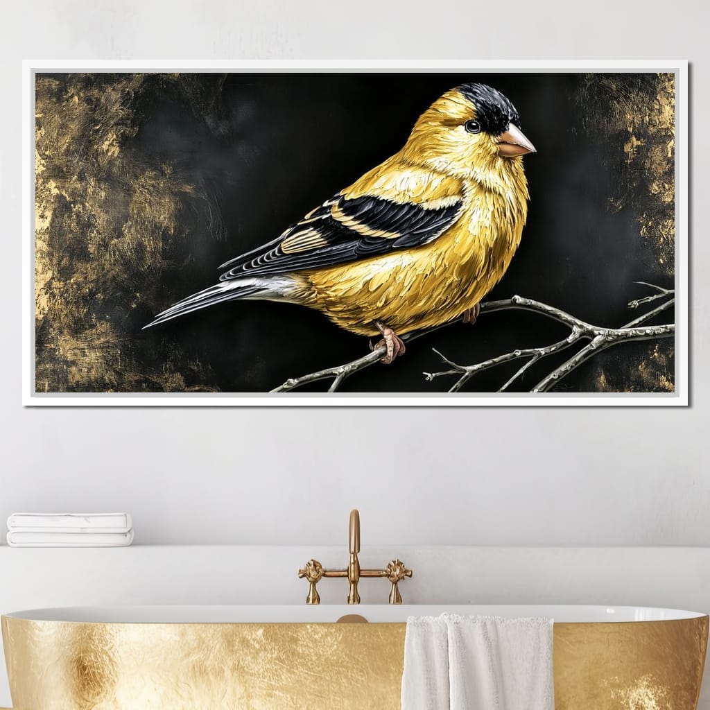 Gilded Feather Stillness Canvas Wall Art