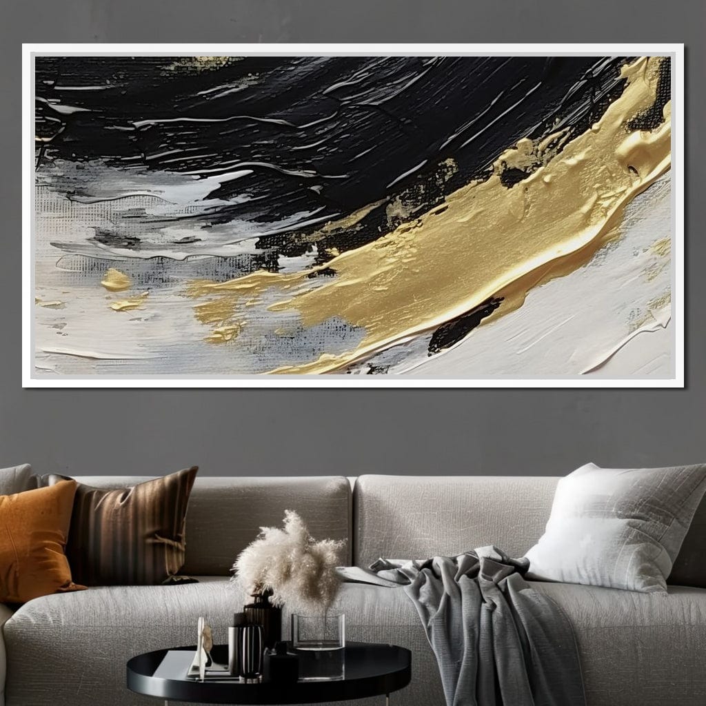 Golden Current Abstract Landscape Canvas Wall Art