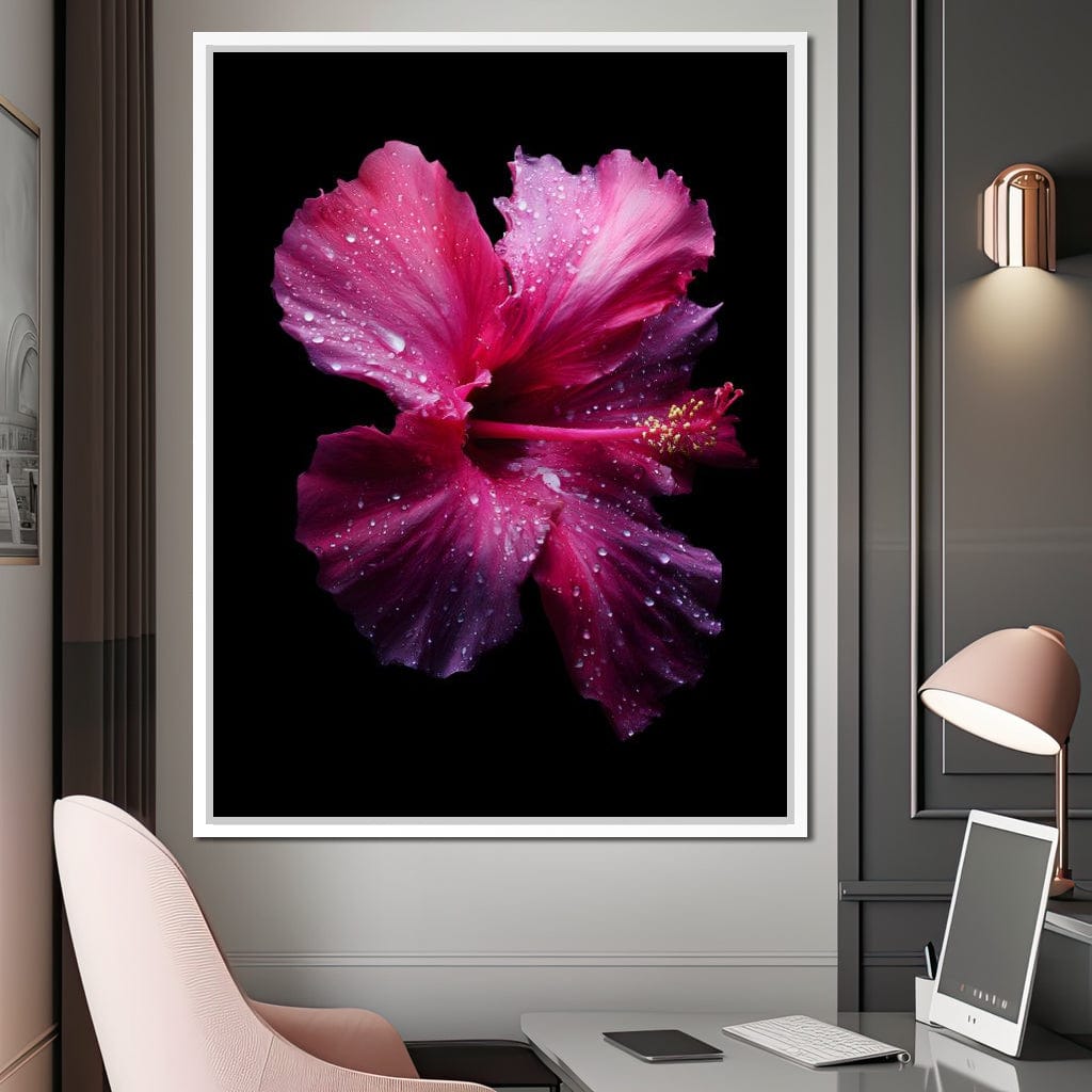 Rainkissed Pink Hibiscus Petals Canvas Wall Art