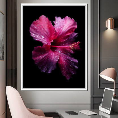 Rainkissed Pink Hibiscus Petals Canvas Wall Art