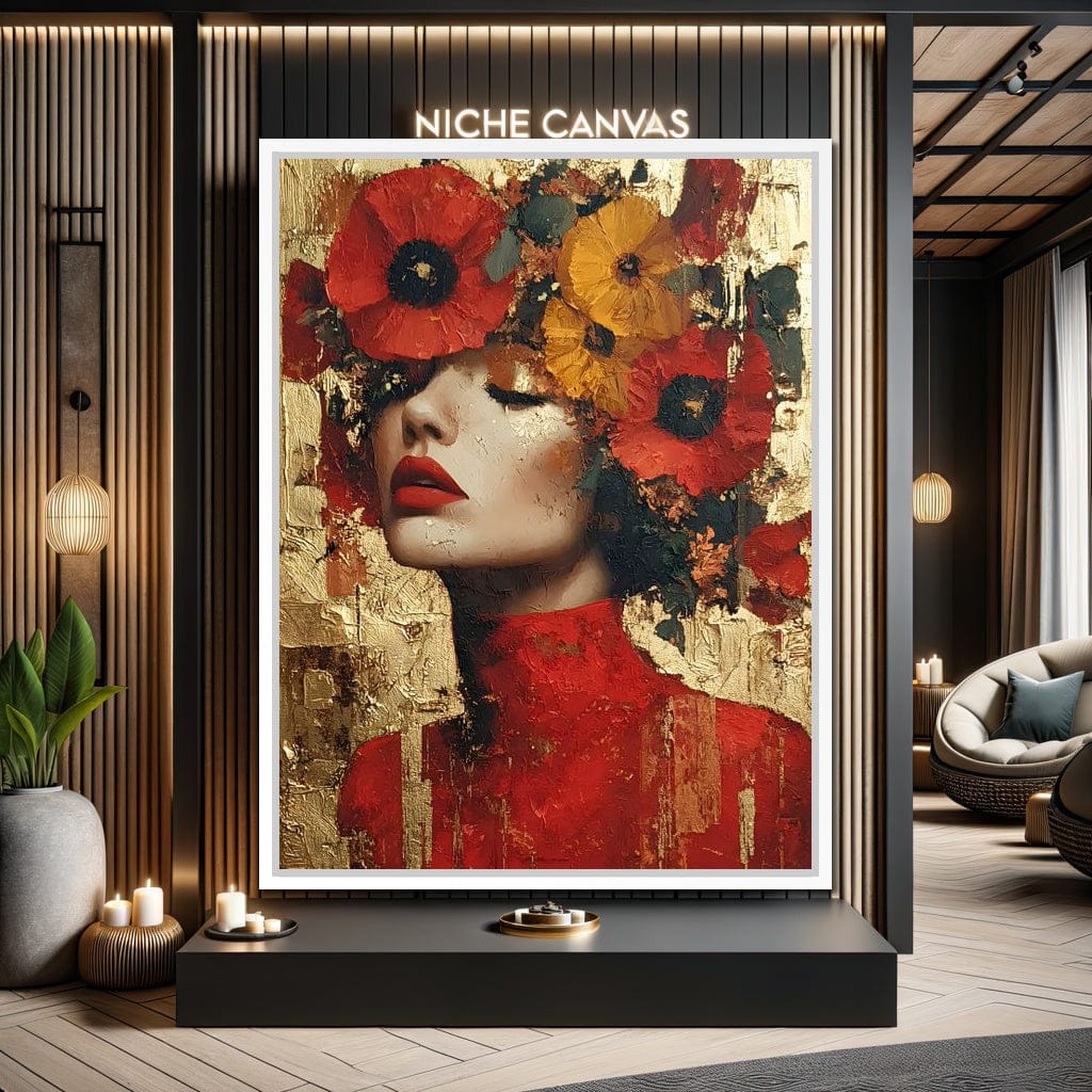 Golden Radiant Floral Muse Canvas Wall Art