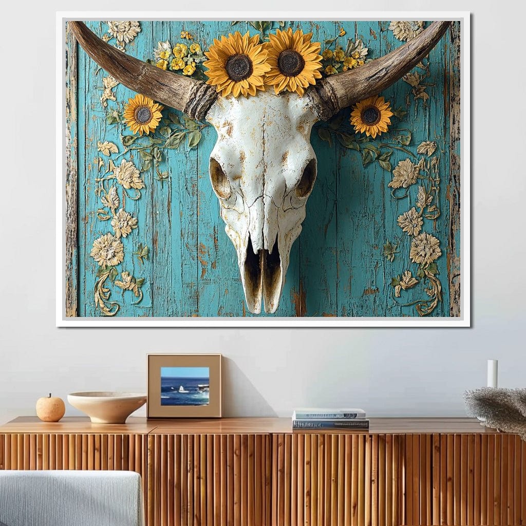 Bull Skull Rustic Vibes Canvas Wall Art
