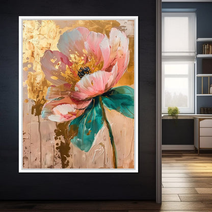 Modern Pink Flower Canvas Wall Art