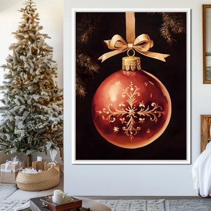 Classic Christmas Bauble Charm Canvas Wall Art