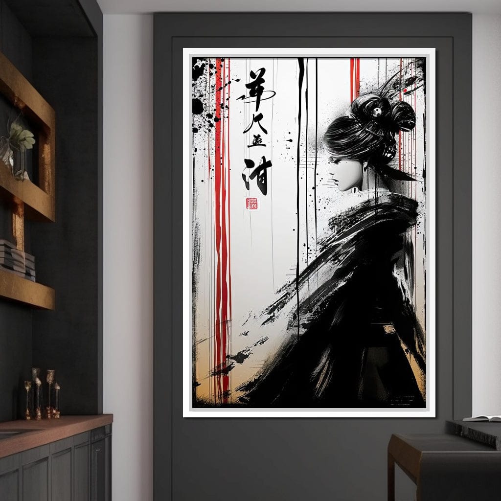 Ink Veiled Geisha Mystery Canvas Wall Art