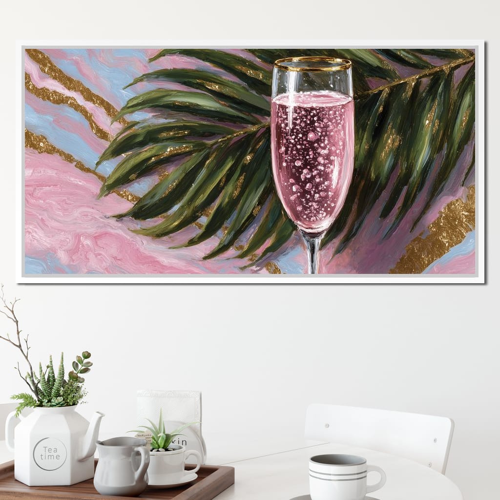 Pink Champagne Palm Luxe Canvas Wall Art